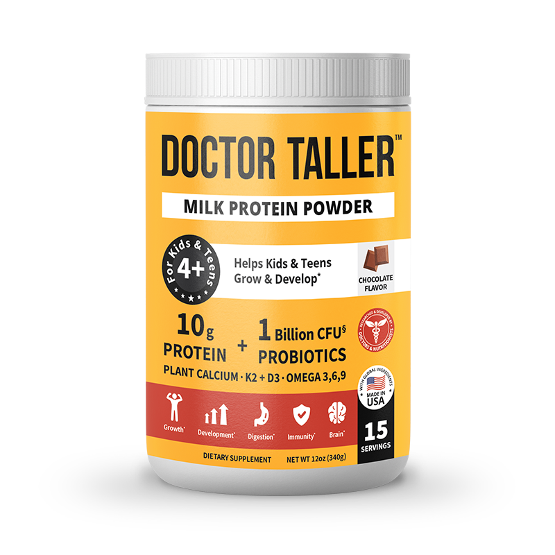 Doctor Taller Milk Protein, Chocolate Shake For Ages 4+, 15 vegan servings (Pack of 1)